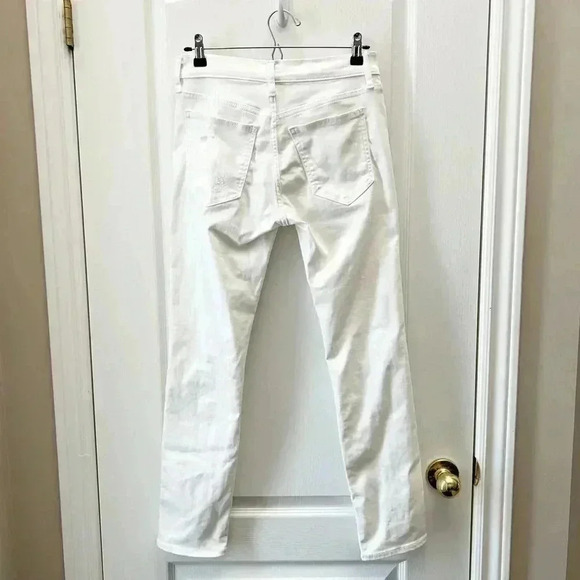 GAP High Rise Slim Straight Leg  Jeans Distressed White Denim Size 25 - Picture 8 of 16